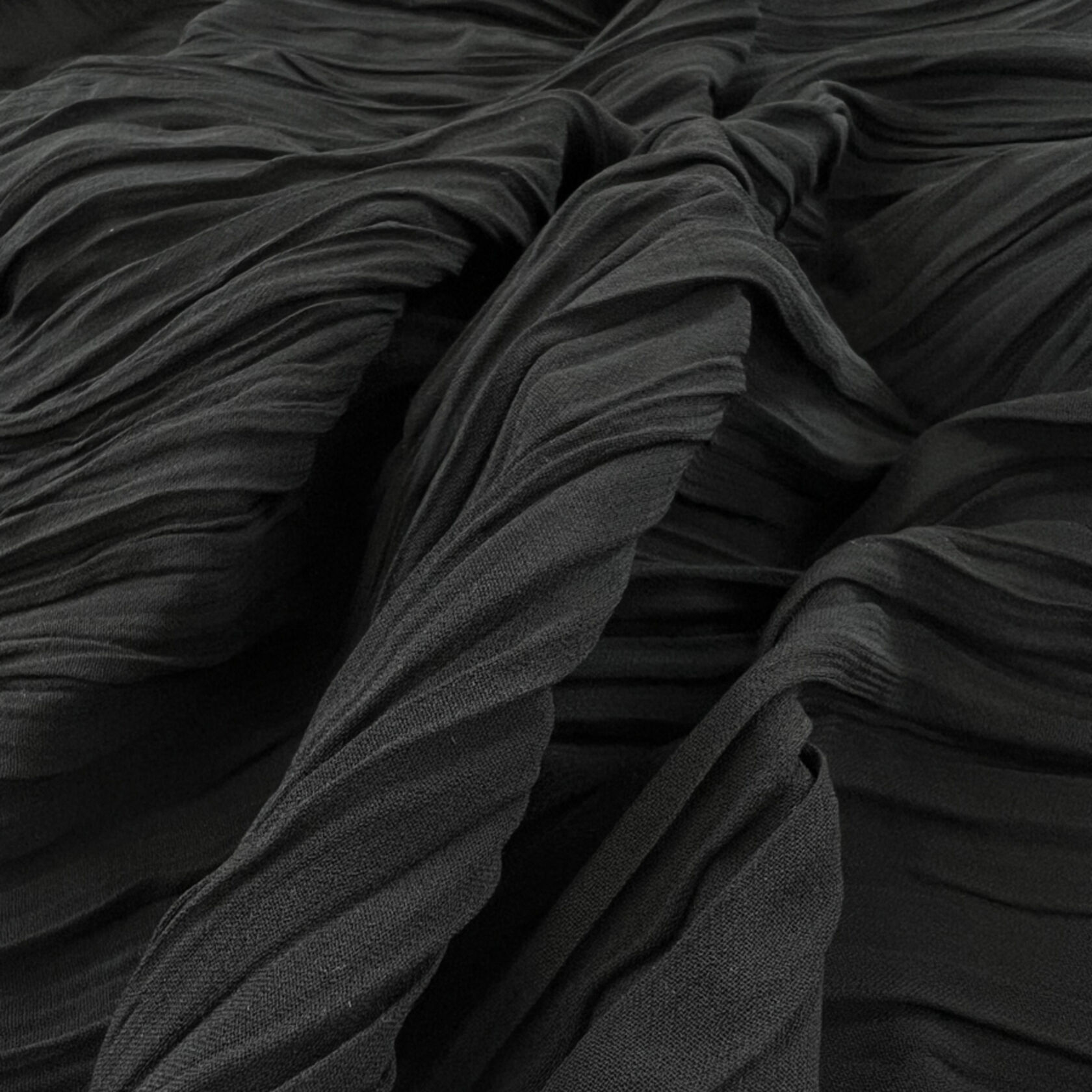 Black Jacquard Fabric, 3D Creases Fold Fabric, Pleated Texture Dust Coat  Fabric, Wrinkled Dress Fabric, Designer Fabric, by the Meter, D105 