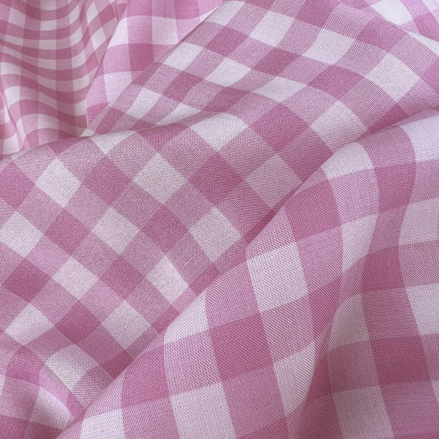 Pink Gingham Fabric 