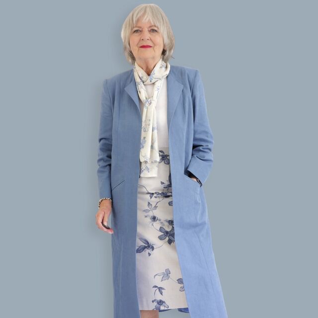 Pure Linen - Denim / Customer Make by Angela Kane - Pure Linen - Denim Blue Fabric - 664 Summer Coat - August 2023