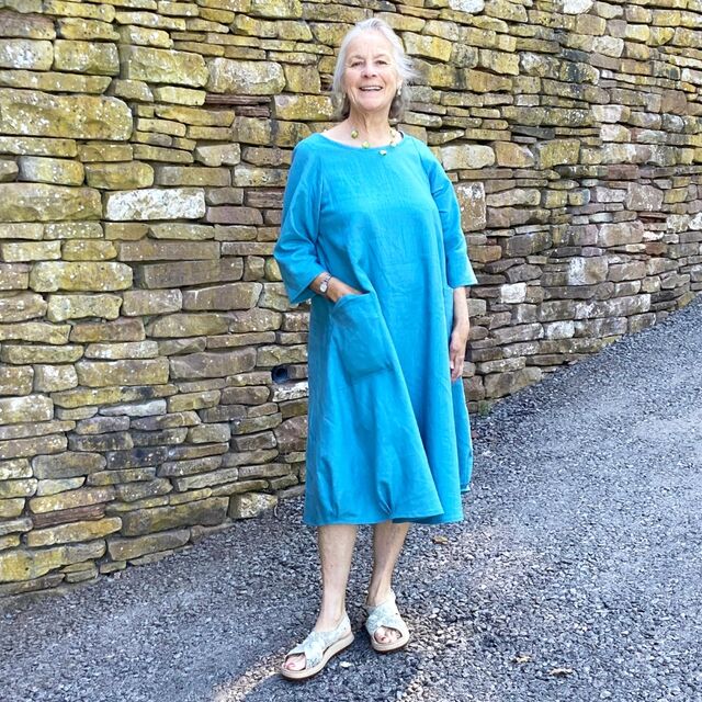 Tessuti - Lily Linen Dress Pattern (UK 16-22) / Customer Make by Patricia - Pure Linen - Teal - Tessuti Lily Linen Dress - June 2023