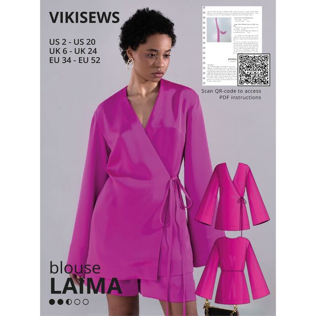 Vikisews Sewing Patterns for Women - Violet Dress Sewing Pattern for Women  - Size US2 - US20 Plus Size - Appropriate for Beginners with Easy to Follow