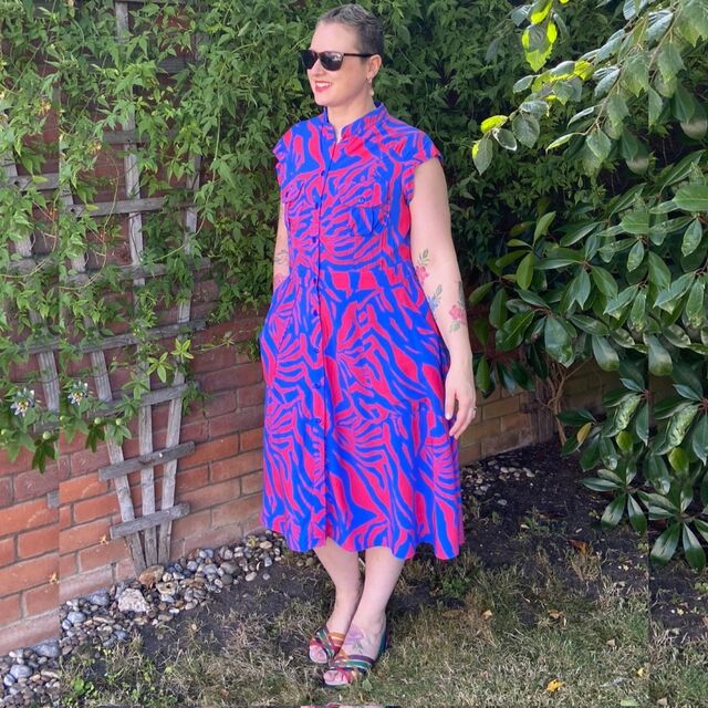 Zesty Zebra - Pink & Blue / Dress by Emma - Fabric - Zesty Zebra - Pink & Blue - Pattern - Megan Nielsen - Matilda dress - September 24