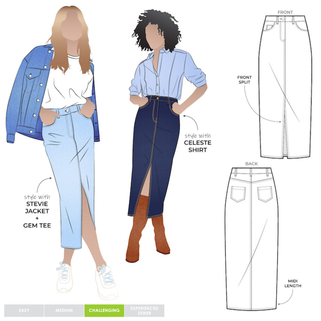 Tommie Jeans Skirt Paper Sewing Pattern Style Arc