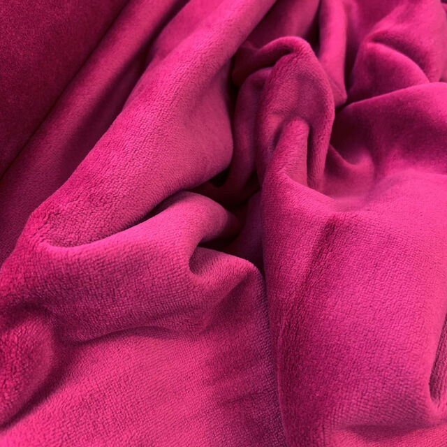 Velour Cotton Poly Fabric Serena Magenta Close Up