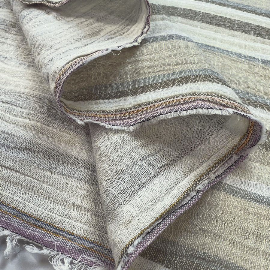 100% Cotton Muslin Fabric  Double Gauze Stripe - Beachcomber