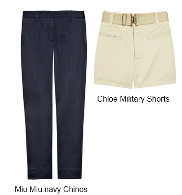 Miu Miu Navy Chinos & Chloe Military Shorts