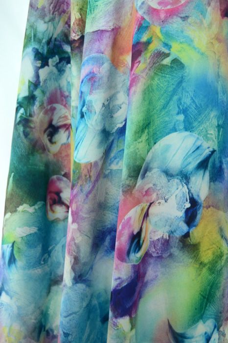 Silky Satin - Frozen - polyester digital print dress fabric - d