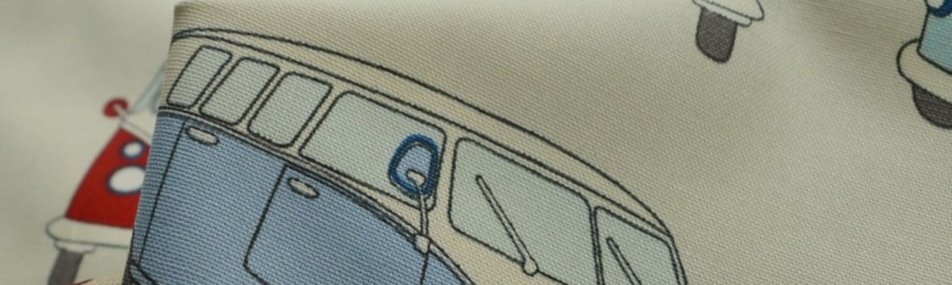 VW Camper Van Print Cotton Canvas