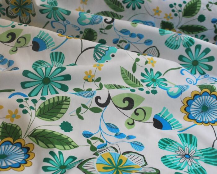 Bet n Like - Turquoise - Floral Poly Cotton - cu