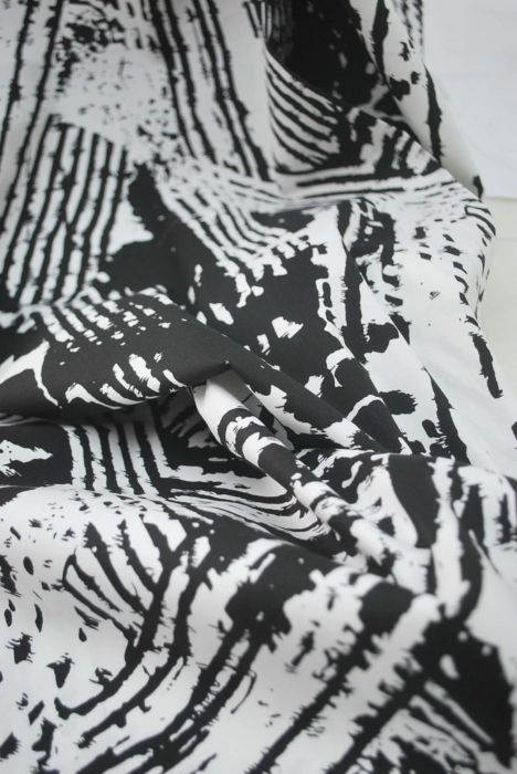 Negative - Monochrome Abstract Cotton Dress Fabric- D