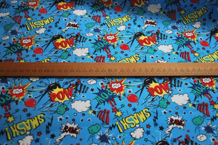 Poplin Prints- Pow Wow - Comic Style Cotton -S