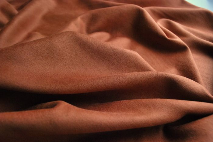 Faux suede dress fabric deep tan