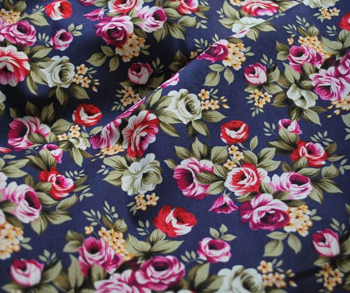 Luella Plum cotton poplon fabric floral cu